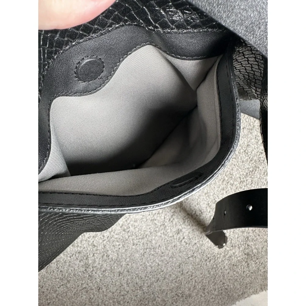 rag & bone Spire Mini Snake Embossed Leather Hobo Shoulder Bag Black NWOT